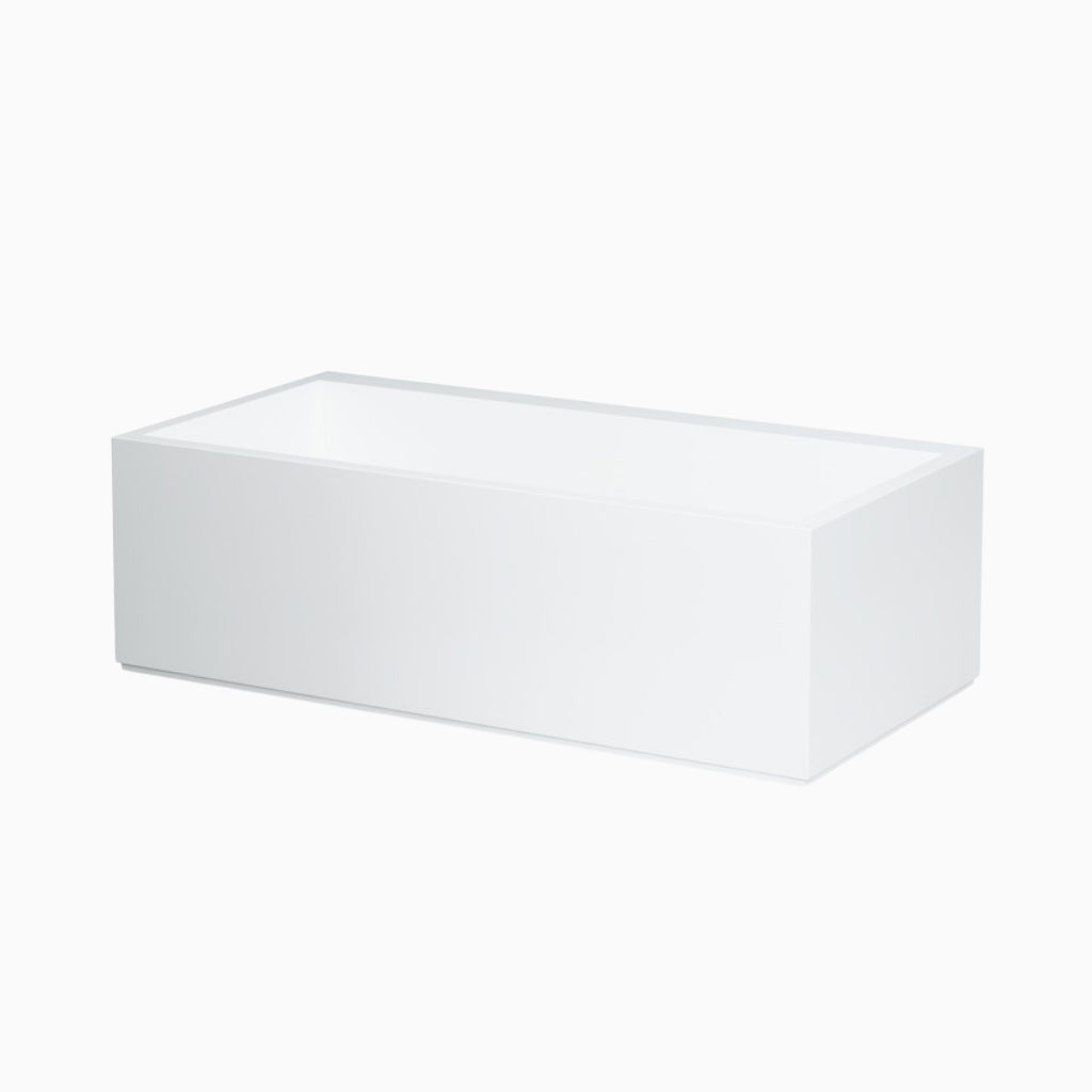 Laufen | H224332 67" x 33" Freestanding Bathtub Left Tap Bank H224332000000U White Front Shot